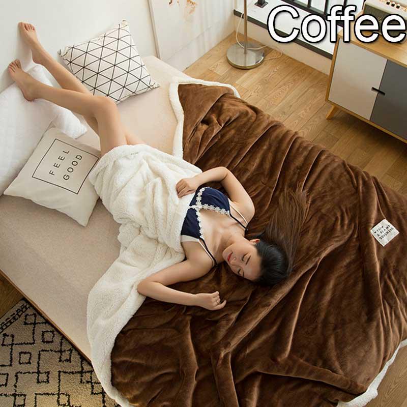 Super Soft Solid Color Double Thick Lambs Fleece Flannel Blanket Air Conditioning Blanket