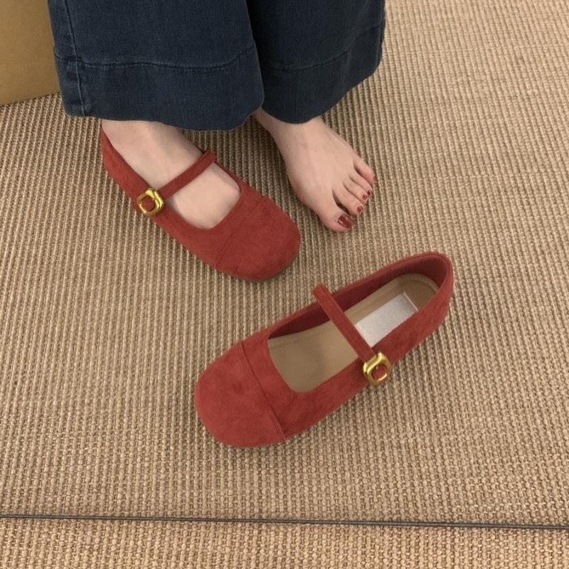 Retro Niche Ballet Round Head Shallow Mouth Single Shoes Women's Spring and Autumn New Flat Mary Jane Shoes