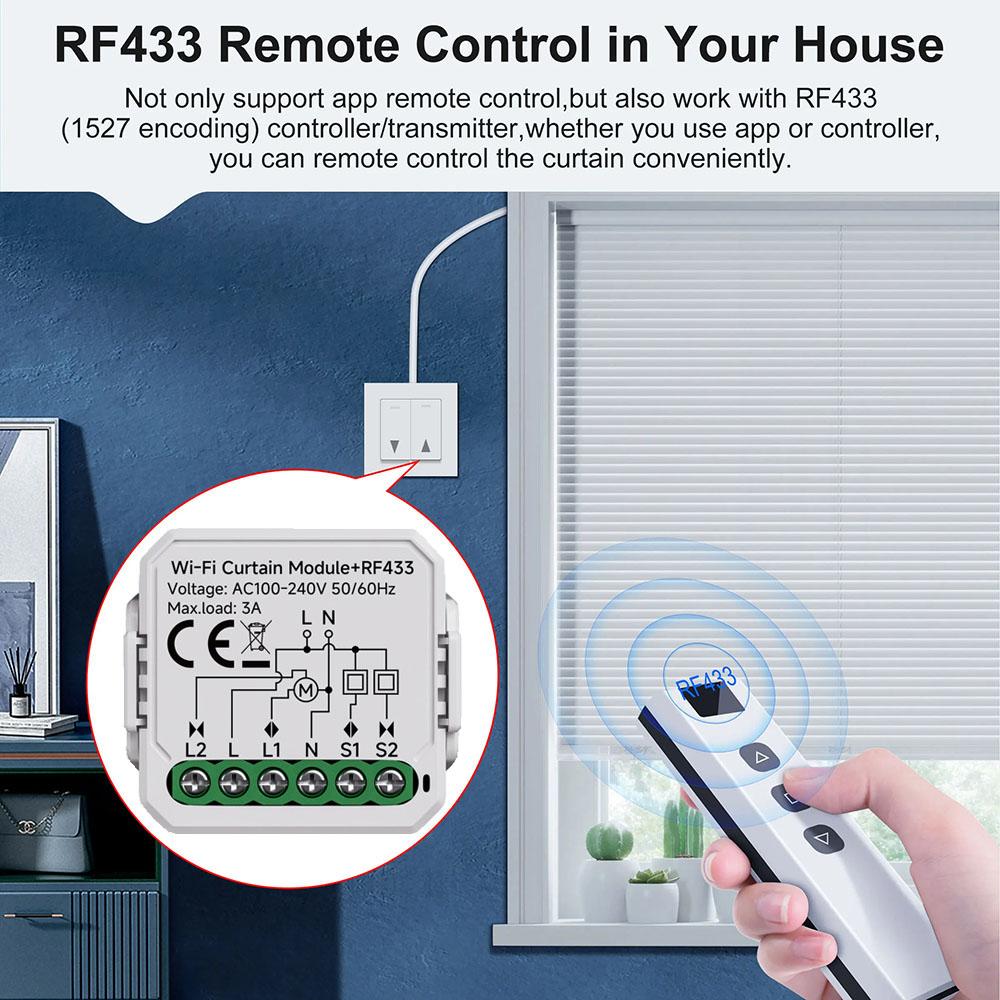Tuya WiFi Smart Blind Curtain Switch RF433Mhz Smart Life APP Voice Control With Google Home Alexa For Electric Roller Shutter