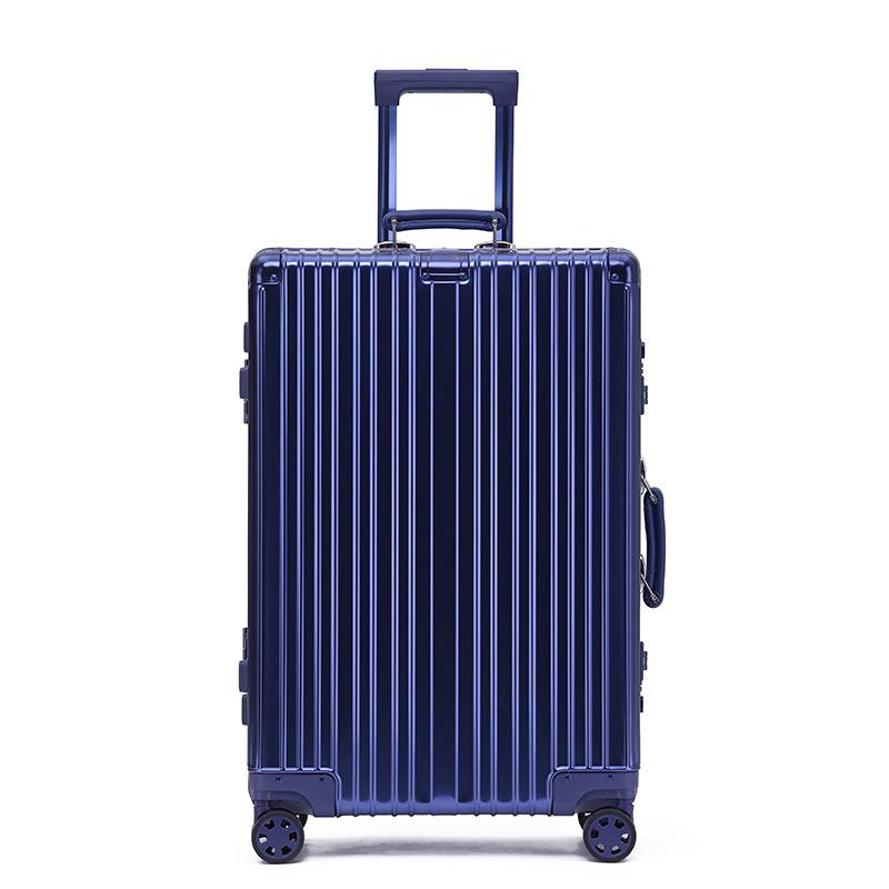 Aluminum-Magnesium Alloy Trolley Case with Universal Wheels, 24" Carry-On for Student Travel & Men's Business, with Combination Lock.