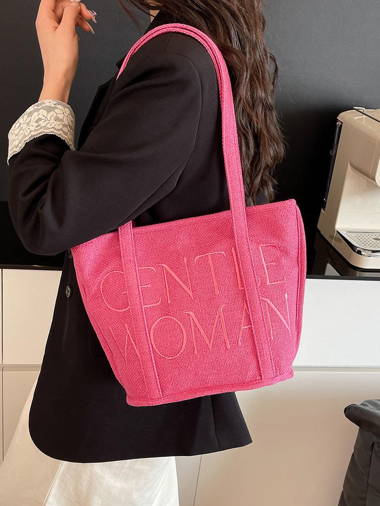 Bestickte Stofftasche mit Buchstaben aus Baumwoll-Leinen-Material für den täglichen Gebrauch