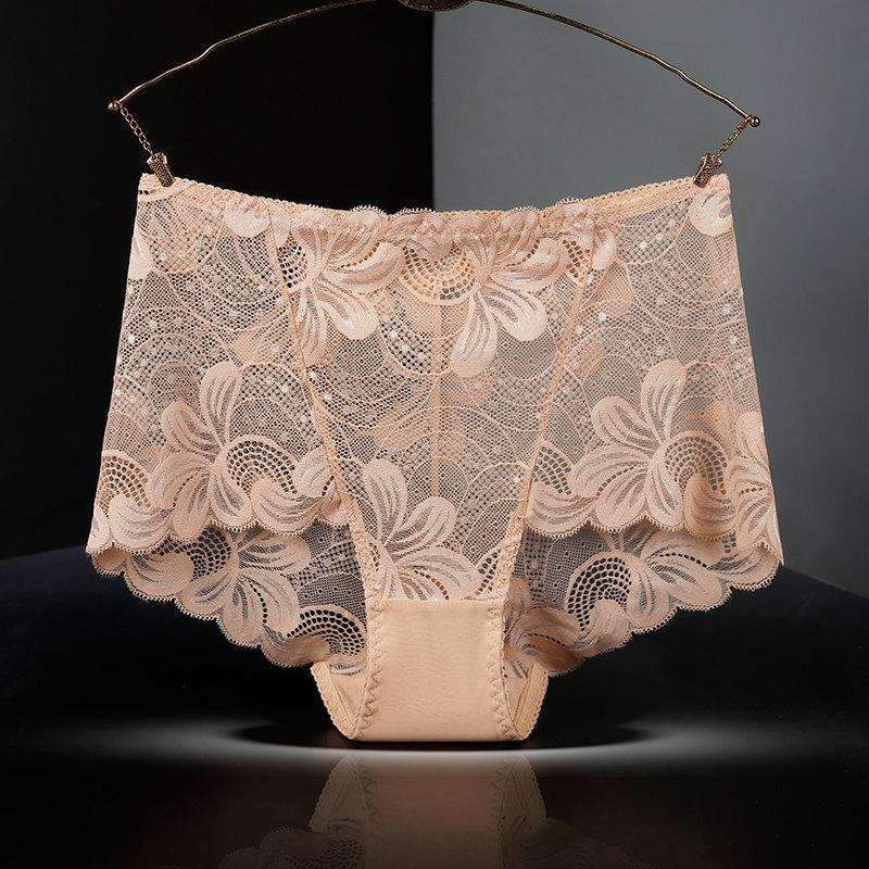 40-140kg Grandes tailles 1/4Pcs Culottes En Dentelle Taille Haute Sous-Vêtements Pour Femmes grande taille Sexy Creux Transparent Lingerie Slip Sans Couture