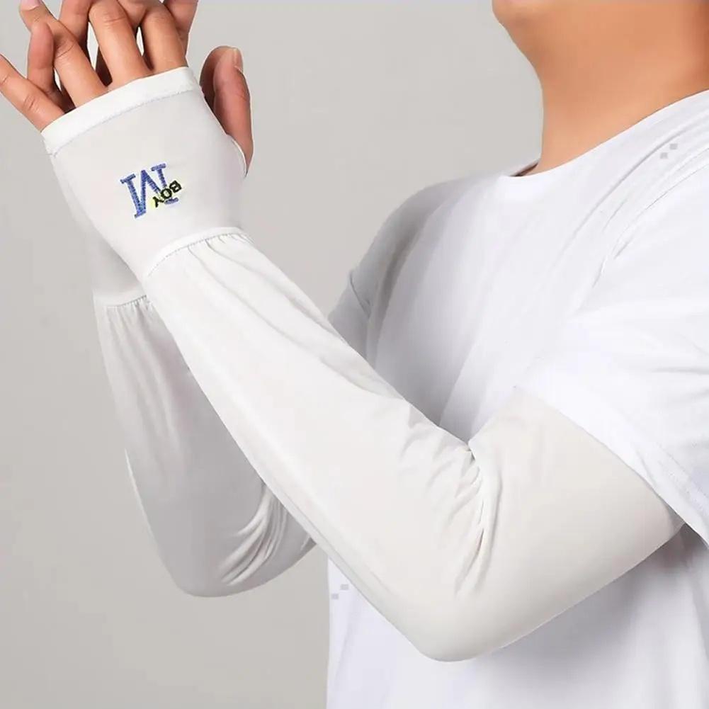 Men Long Half Finger Gloves Arm Sleeves Sun UV Protection Ice Cool Arm Cover For Cycling Fishing Climbing Sport