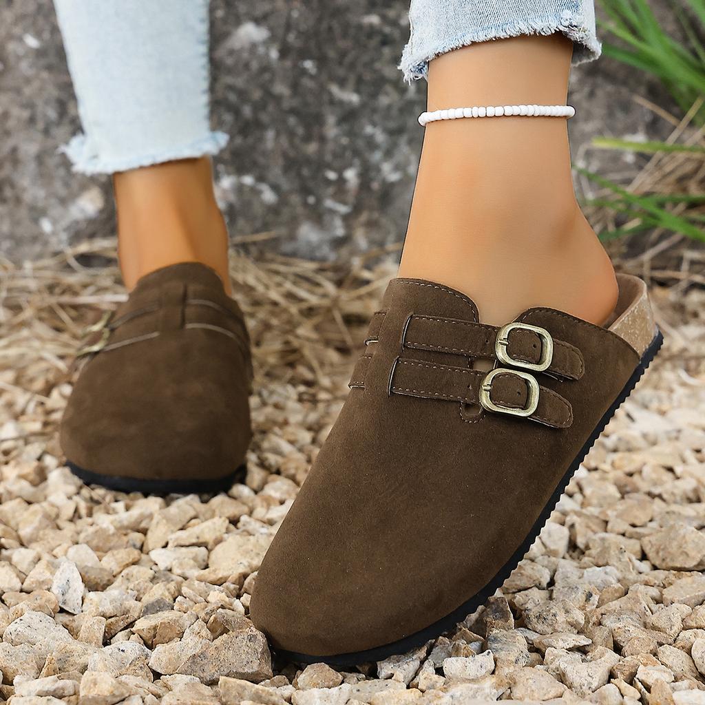 *Fashiable Round Toe Sexy and Comfortable Flat Shoes Spring and Summer New Baotou Elegant Casual Slippers for Women