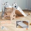 3 in 1 Kids Slide with Climber, Basketball Hoop and Ball, Giraffe Shape Climber Slide for Indoor Kids Age 1-3, Grey