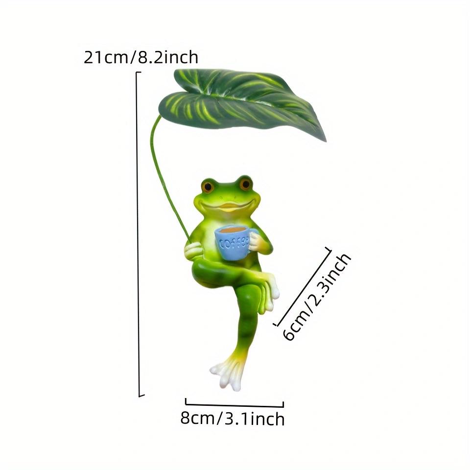 Creative Frog Figurine with Umbrella & Coffee Cup - Ideal for Office, Garden, or Courtyard Decor