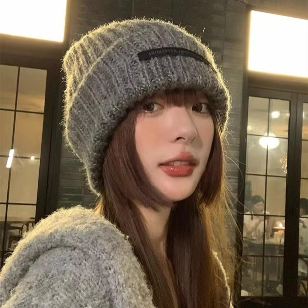 Comfortable Letters Embroider Knitted Hat Warm Soft Hip Hop Caps Solid Color Ski Hats Autumn Winter