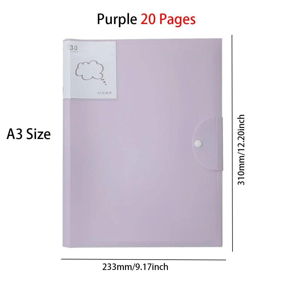 1Pcs Office Supplies A3 Paper File Folder 20/30/40 Pages Art Work Collection Organizer