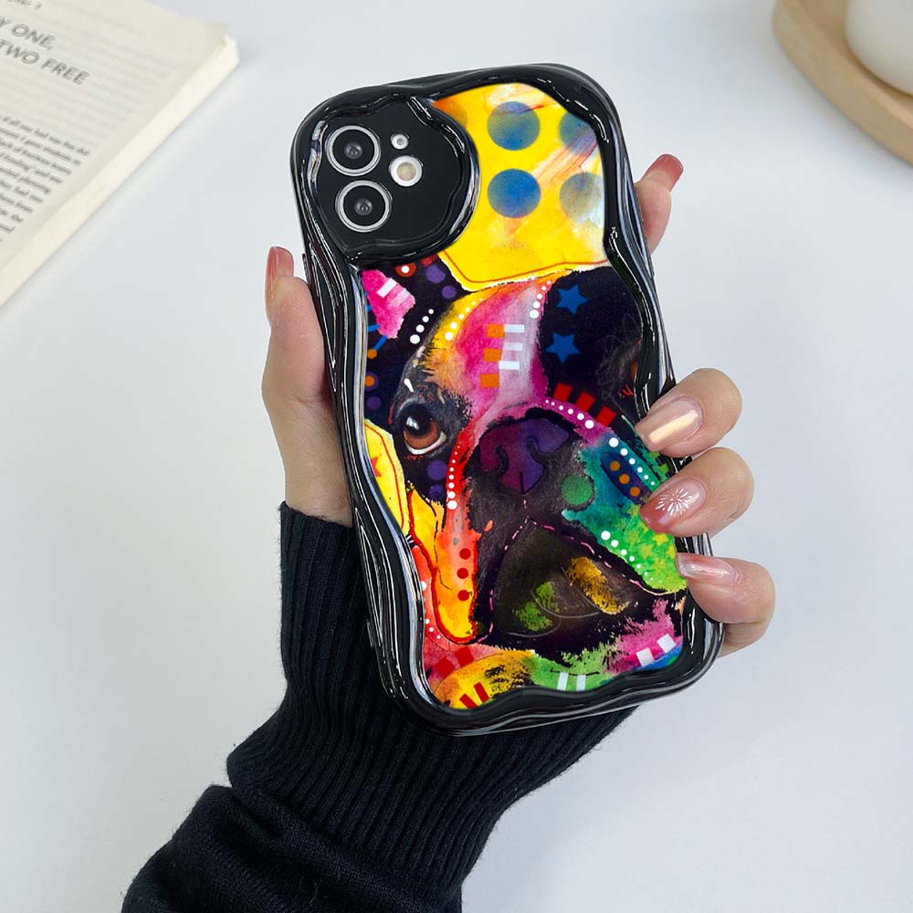 Samsung Galaxy A13 A53 A24 A14 Xiaomi Poco X5 Redmi 13C 12C 10C Huawei Honor 90 Lite Cases A44 French Bulldog Dog Exclusive Cream Pattern Soft Case