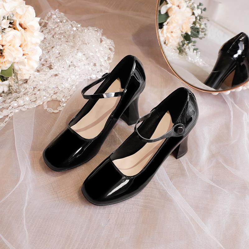 Fashion 2024 Summer New Fashion Round Head Leather Solid Color Light Mouth Mary Jane Women's Shoes Comfortable Single Shoes for Women