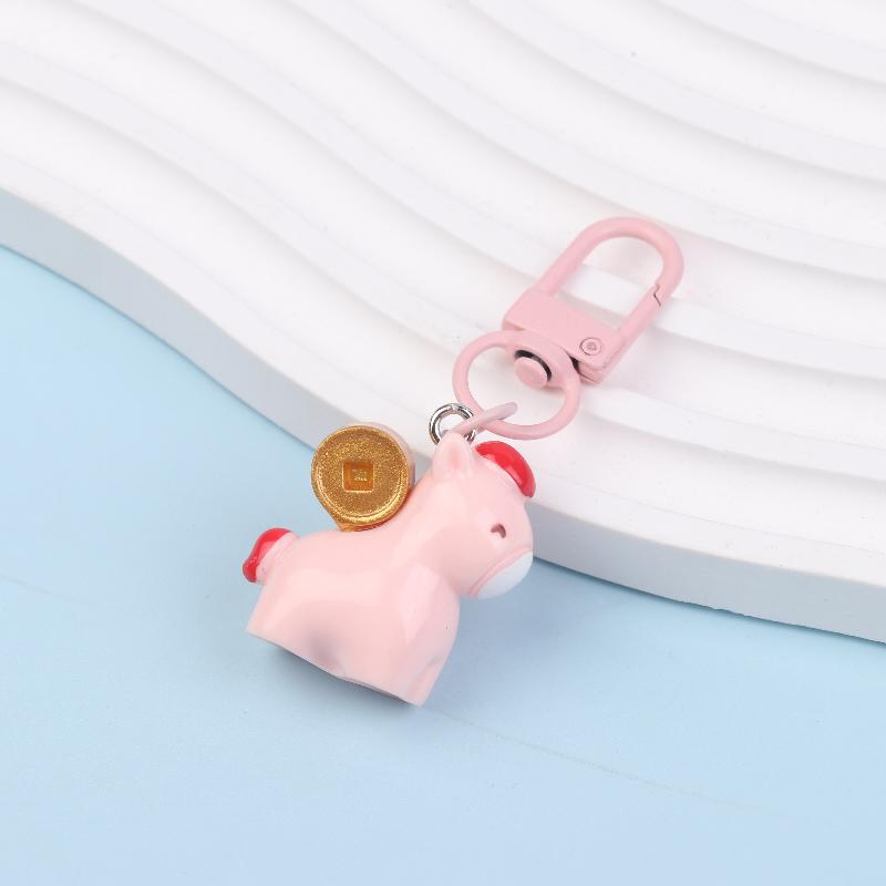 2026 Chinese Year Mascot Horse Resin Keychain Decor Cartoon Cute Year Of The Horse Keyring Bag Pendant Gifts Accessory
