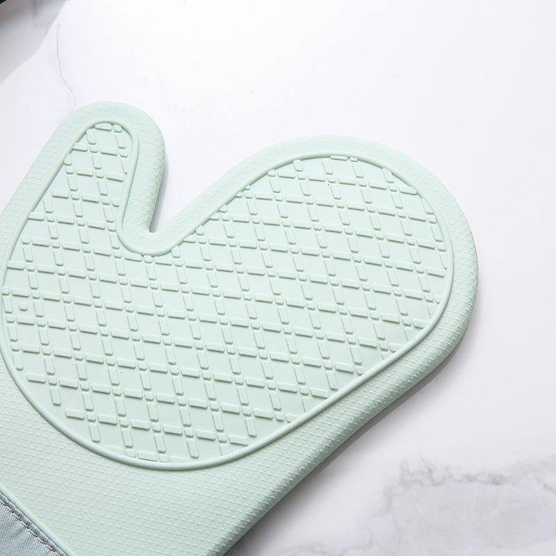 Silicone And Cotton Gloves Twill Double-Layer Microwave Oven Oven Gloves Kitchen Baking Heat Insulation Gloves Oven Mitts