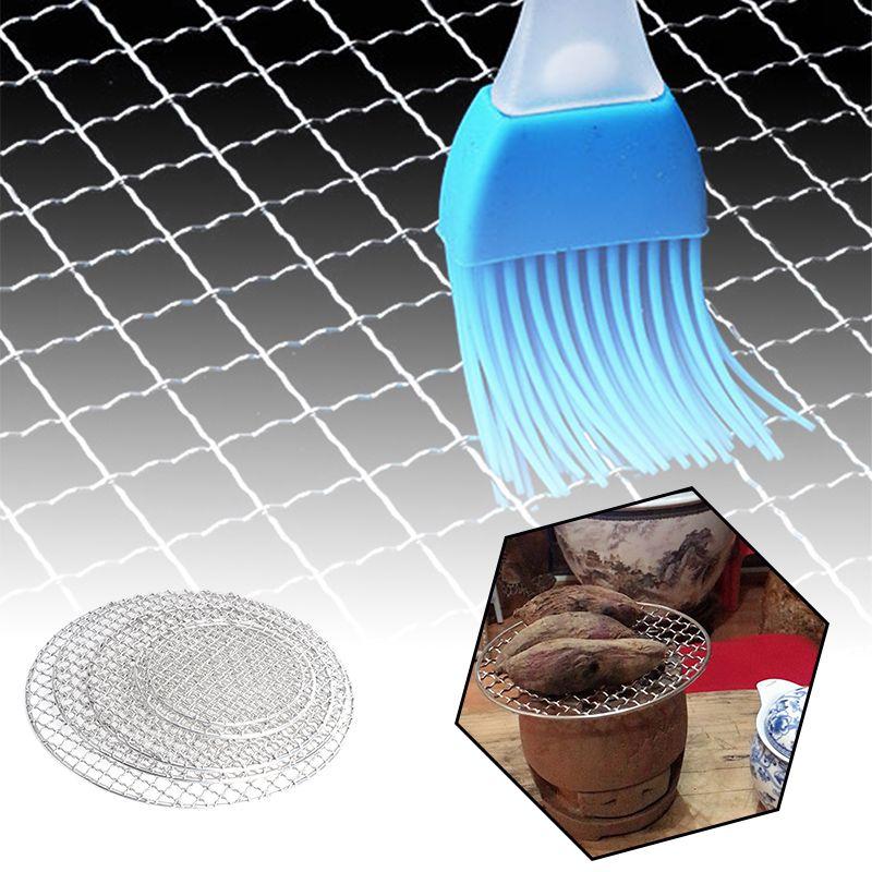 Stainless Barbecue Steel Bbq Grill Roast Mesh Nonstick Round Shape Pan Baking