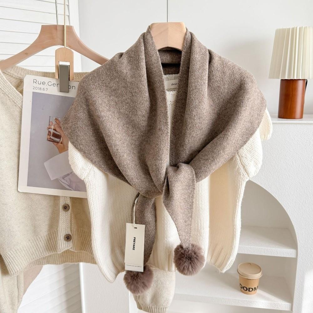 Soft Thick Triangle Knit Scarf Cross Tie Shoulder Cover for Cold Weather Casual Wear