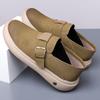 Leather Flat Men's Shoes, with a Retro Style, N-buckle Casual Loafers, with Soft Sole