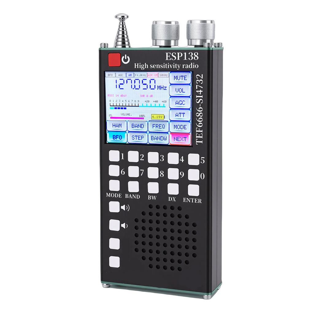 Full Band Radio FM LW MW SW Air SSB Band Dual Systems 2.4 Inch IPS Touchscreen Handheld Bluetooth Radio