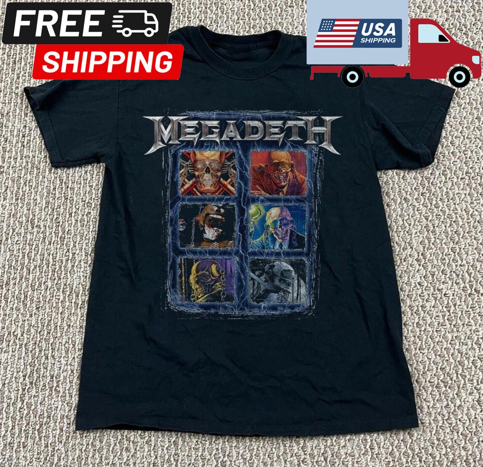 Megadeth T-Shirt – Vic Rattlehead Collage, Unisex Black T-shirt, Size S-5XL S