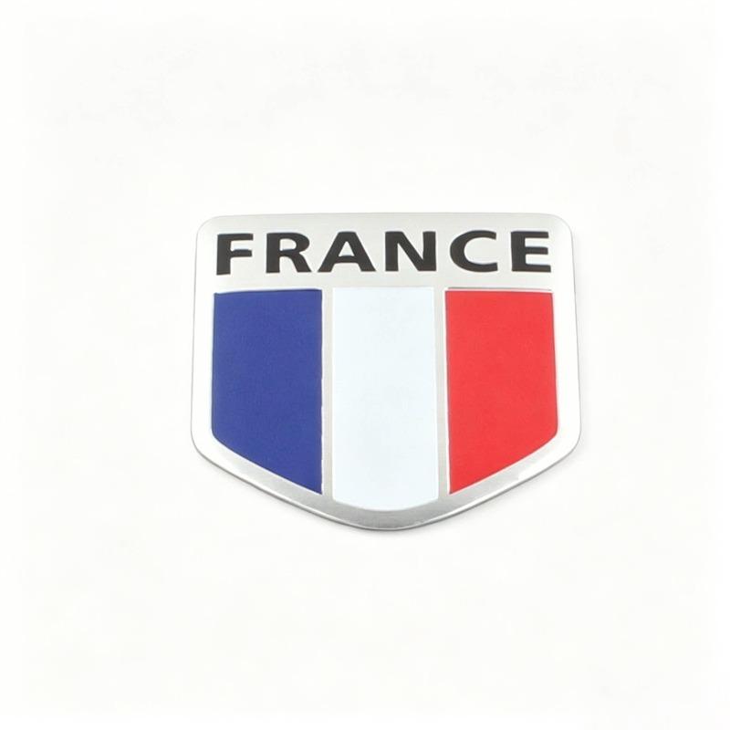 Französische Nationalflagge Aluminiumlegierung Namensschild 3D Metall Autoaufkleber Flagge Kratzschutz Aufkleber Auto Personalisiertes Dekoratives Hecketikett