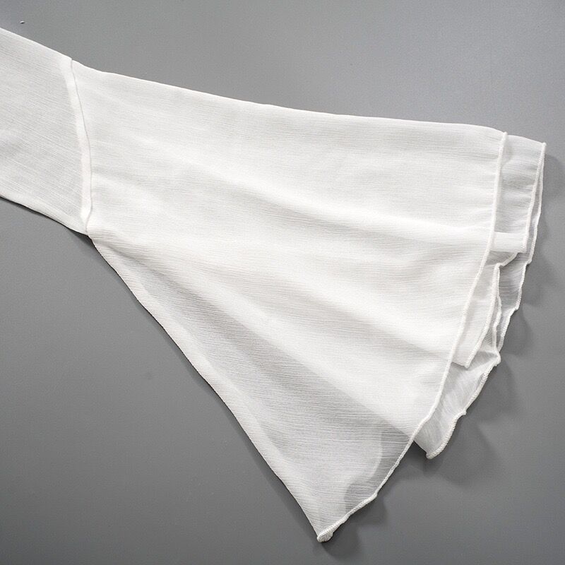 Autumn Sexy Deep V-neck Large Flared Sleeve Pleated Dress for Women