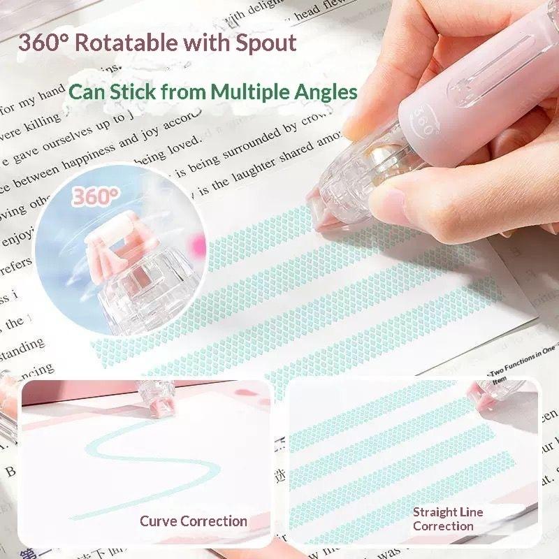 360 Rotatable Dots Glue Roller Double Sided Tape Pen 5M Refillable Adhesive For Scrapbooking Diy Crafts School Office Supplies