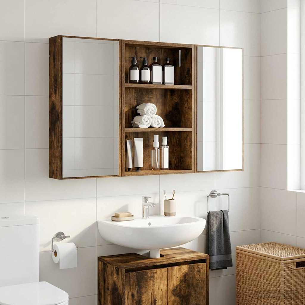 Bathroom Wall Cabinet Smoked Oak 40 X 10 X 60.5 Cm