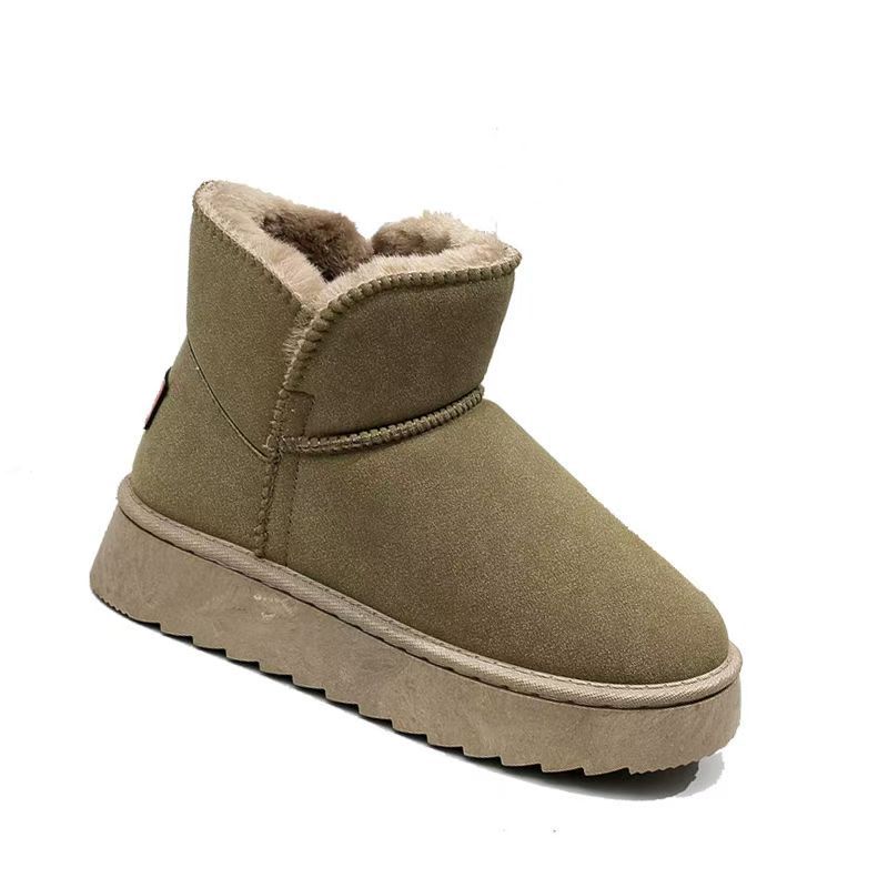New Snow Boots Women's Autumn and Winter Short Tube Velvet Cotton Boots Thick-soled Short Boots Thickened Cotton Shoes Women's Bread Shoes