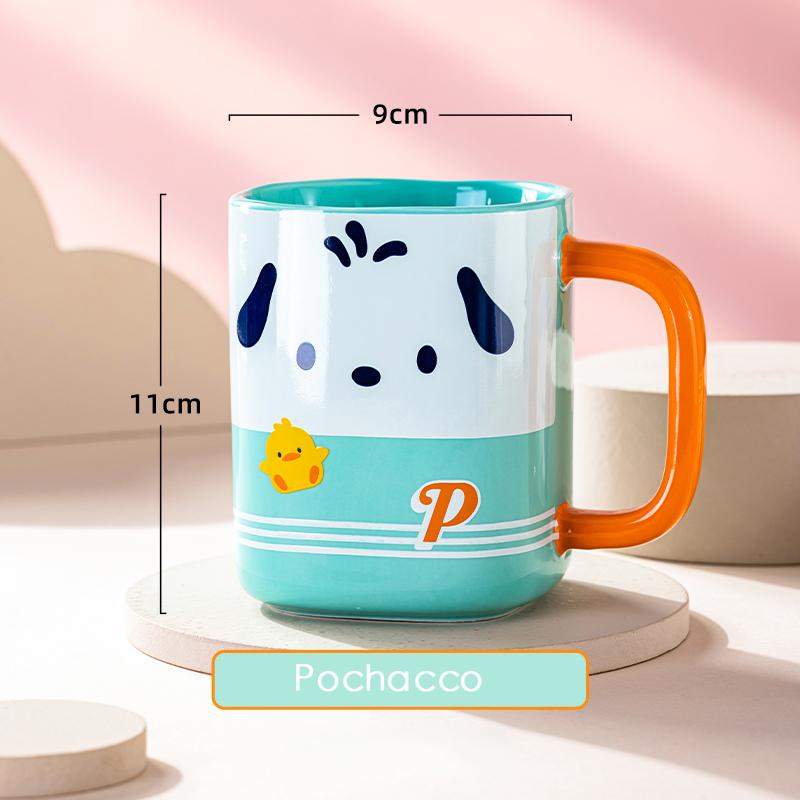 Pour Sanrio Tasses en Céramique 400ml Tasses à Jus Colorées de Bureau Design Décalcomanie Carré Dessin Animé Tasses à Eau Maison Petit Déjeuner Lait Tasses à Café