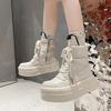 Fashion Women Chunky Platform Shoes Woman Ankle Boots,High-top Sneakers Riding Casual Flats Retro Designer Sneakers Street Club Footwear