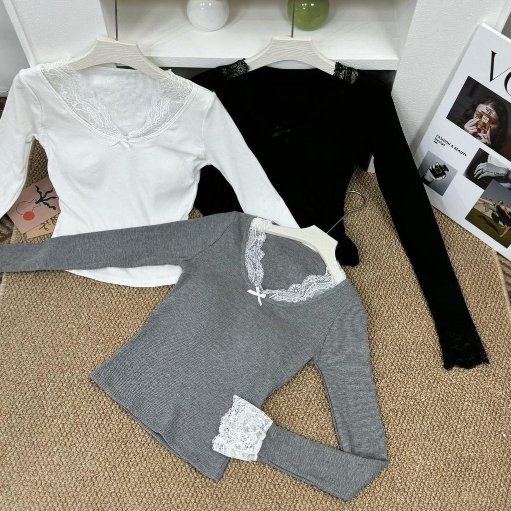 2024 Women's Slim Lace Patchwork Sweater: Elegant, High-End Autumn/Winter Style