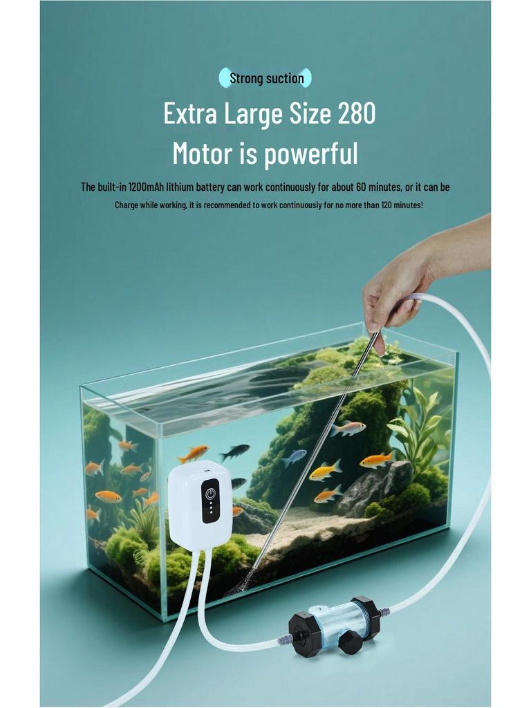 Electric Aquarium Siphon Cleaner: Rechargeable Turtle & Fish Waste Suction Tool