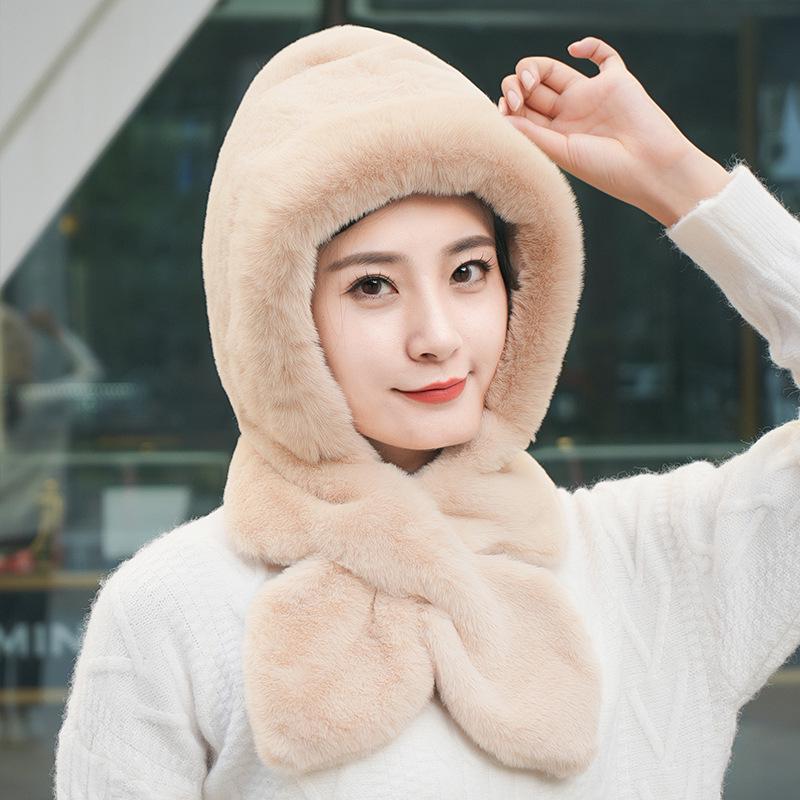 Women's Winter Set: Thick Head Wrap, Ear Protection Cycling Cap, and Plush Neck Warmer Hat
