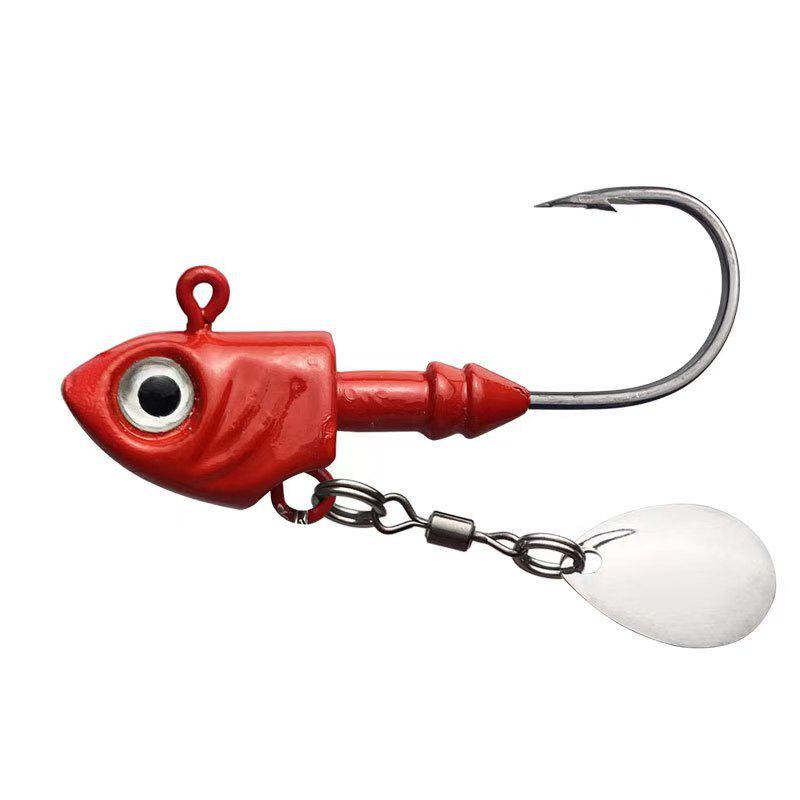 Luminous Fish-Shaped Jig Head with Spinner Blade 3.5-33g, Blood Groove Hook for Bass & Perch, Multi-Layer Soft Bionic Bait