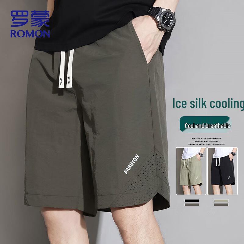 ROMON Men s Ice Silk Quick-Dry Casual Shorts M