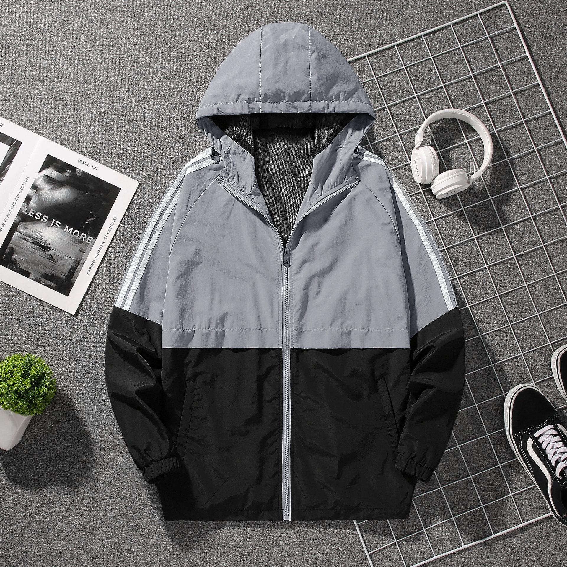 

Новая мужская повседневная куртка, модная трендовая куртка с капюшоном, молодежная корейская свободная куртка с капюшоном для мужчин XXXXL серый