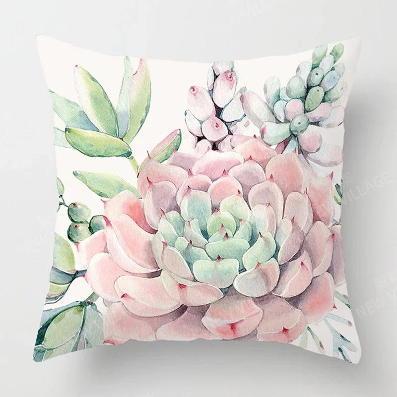 Nordic Fall Home Decor Autumn Throw Pillow Case Sofa Cushion Cover Modern 45X45Cm 45*45 50X50Cm 60X60 40X40Cm Plant Green Leaf