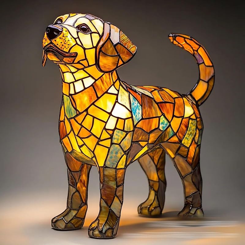 Solymall GlowKitty, Cat Lamp Stained Glass, Cat Lamp, Sherum Glowkitty, Stained Resin Night Light, Animal Lamps, 3D Cute Pet Led Table Lamps Gifts