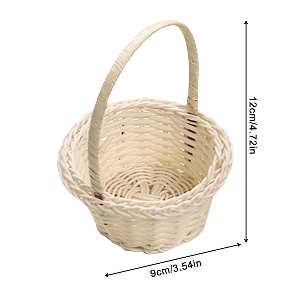 Mini Woven Flower Basket Tiny Miniature Imitation Rattan Baskets Girl Hand Basket Party Supplies Handheld Baskets Picnic Basket