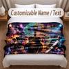 Music General Theme Soft Blanket Personalized Custom Name Text Print Warm Blanket Home Sofa Bedroom Decor