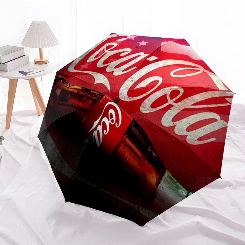 1PC Coca-cola American Flag Automatic Umbrella - Suitable Travel Outdoor Portable Umbrella Birthday Gift Daily Essentials