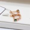Exquisite Russian Purple Gold Emerald Ear Buckle Sweet Small Rose Gold Plated Round Green Zircon Earrings Jewelry