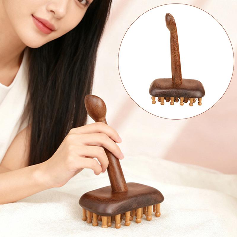 1 Pcs Portable Sandalwood Gua Sha Massage Brush Head Neck Abdominal Leg Body Meridian Massager Wooden Therapy Massage Tools