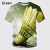 3D Print Badminton Sports T-shirt For Men Summer Short Sleeves Round Neck Funny