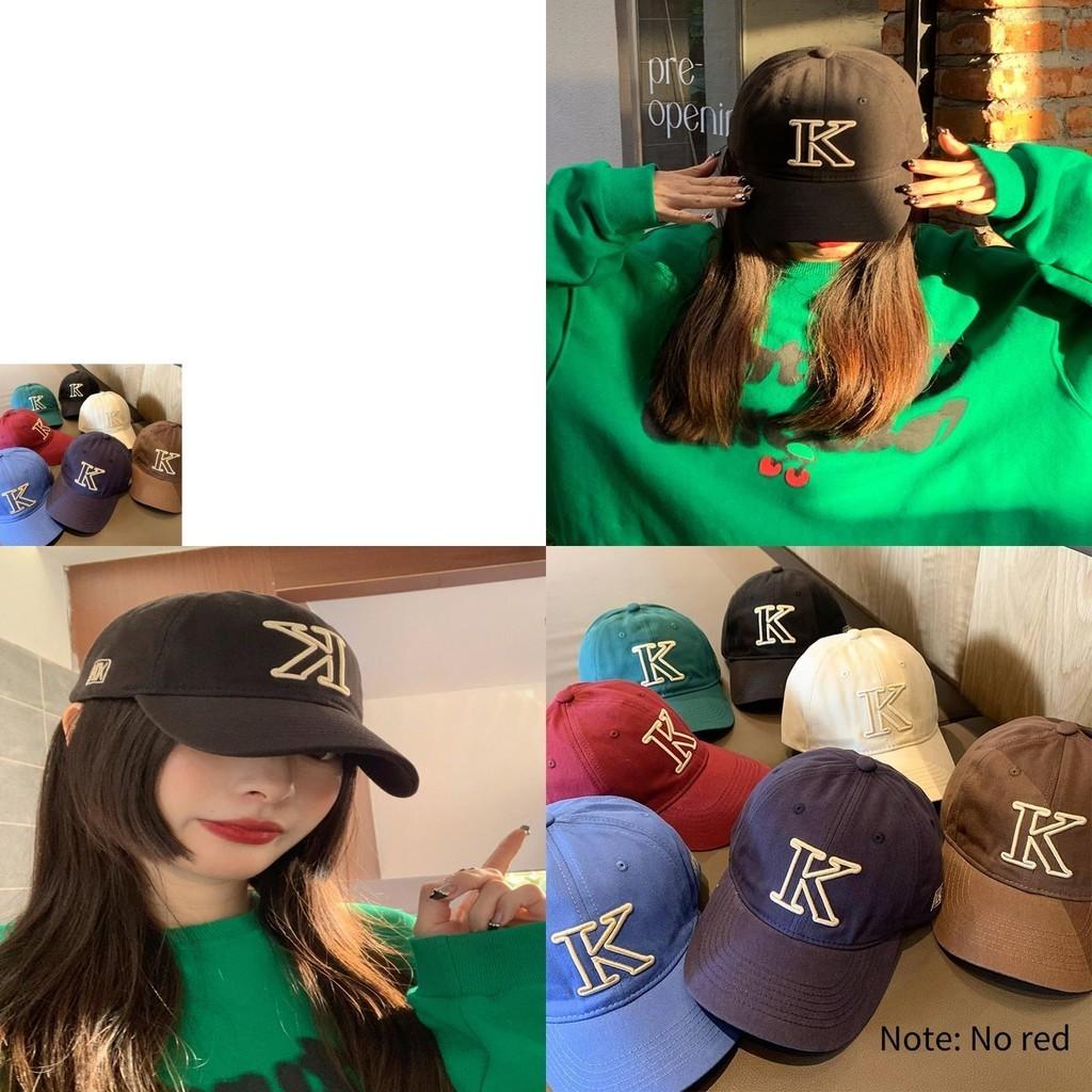 Stylish Korean Brand K Letter Embroidered Round Top Curved Brim Baseball Cap Unisex Casual Sunscreen Breathable Hat