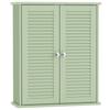 Bathroom Wall Cabinet, Hanging Storage Unit, 2 Louvered Doors, Adjustable Shelf, Green