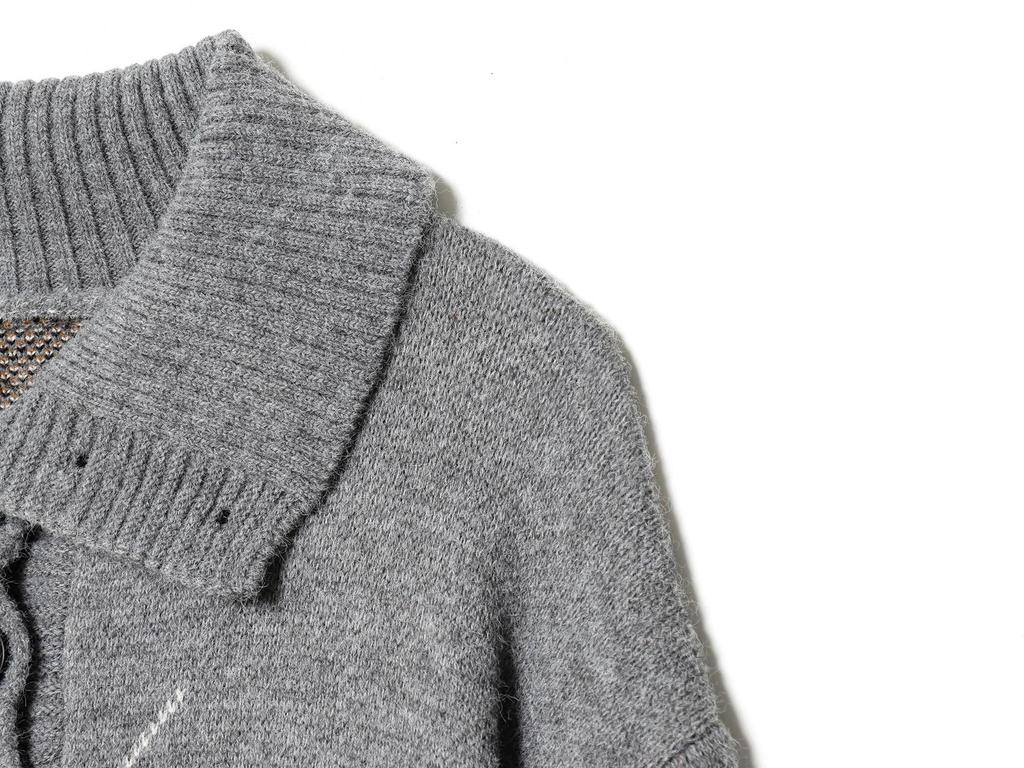 Retro Plaid Polo Collar Sweater - 2026 Autumn/Winter Fashionable Knit Top