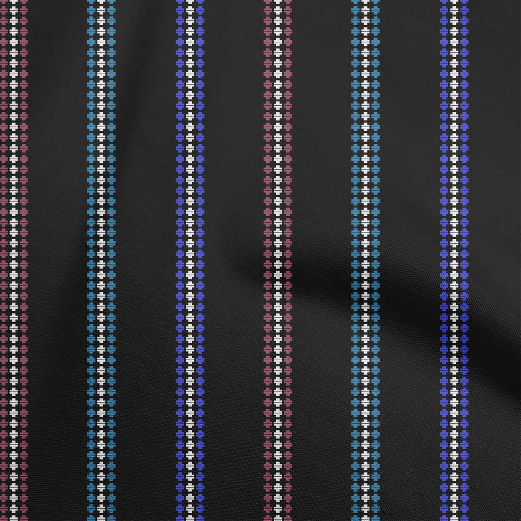 oneOone Cotton Flex Medium Blue Fabric Geometrical Stripes Sewing Craft Projects Fabric Prints By Yard 40 Inch