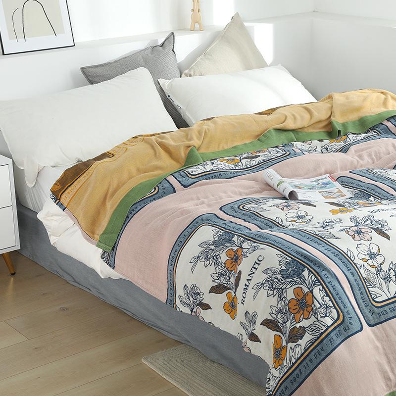 Europe Throw Blanket for Beds Summer Single Double Towel Quilt Air-conditioning Blanket Soft Sheet 100% Cotton