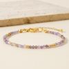 1pc 3mm Bohemian Natural Stone Amethyst Pink Crystal Faceted Beads Brass Beads Bracelet for Women Jewelry