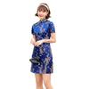 Summer Daily Front Fork Dragon&Phoenix Qipao Elegant Women Cheongsam Old Shanghai Mandarin Collar Sexy Short Chinese Dress Vestido