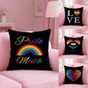 Pride Month Rainbow Cushion Cover Plush Fabric Soft Double-Sided Printed Sofa Warm Winter Home Gift Pillow Case
